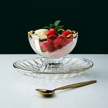 Ins Gold edge стаканчики для мороженого стеклянные прозрачные чашки для десерта кружки