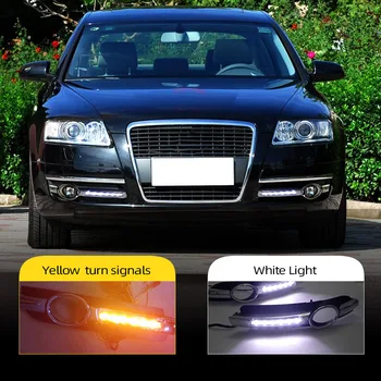 

CSCSNL 2Pcs for AUDI A6 C6 2005 2006 2007 2008 LED DRL Daytime Running Lights Daylight Waterproof with turn Signal light