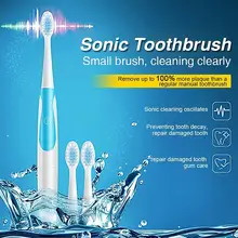 Adult Electric Toothbrush Waterproof Battery Powered Whitening Sonic Vibration Toothbrush and Toothbrush Head 2pc