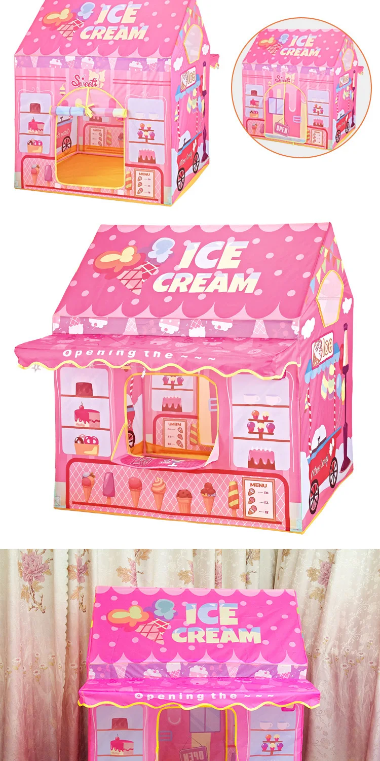 New Children's Tent Ice Cream Shop Ice Cream House Indoor Play House Play House Toy Girl Gift 5