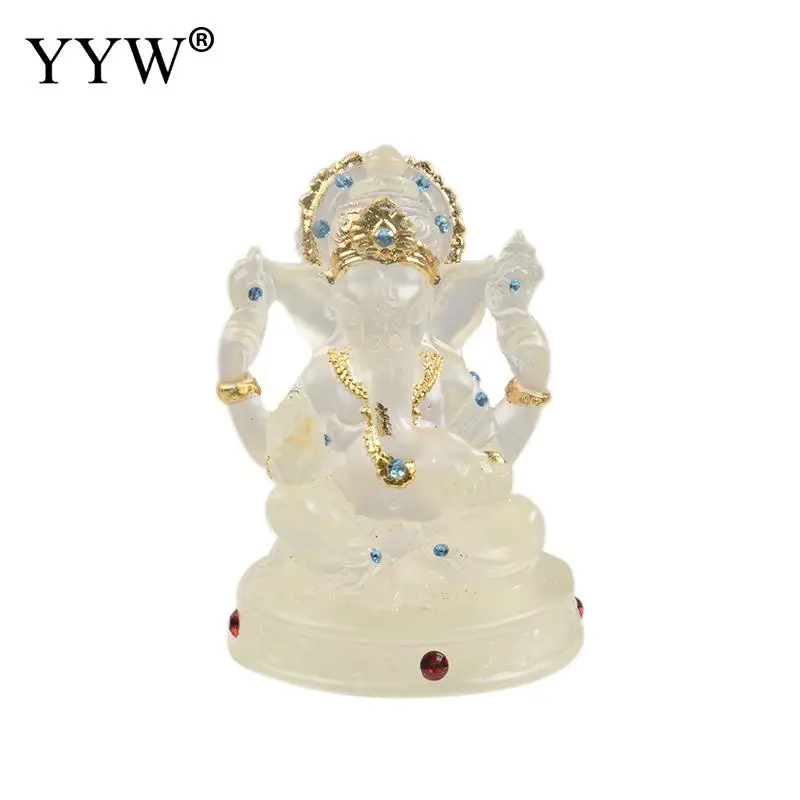 

White Ganesha Elephant God Statue Fengshui Buddha Sculpture Ganesh Figurines Miniatures Resin Home Table Decor Crafts Ornaments