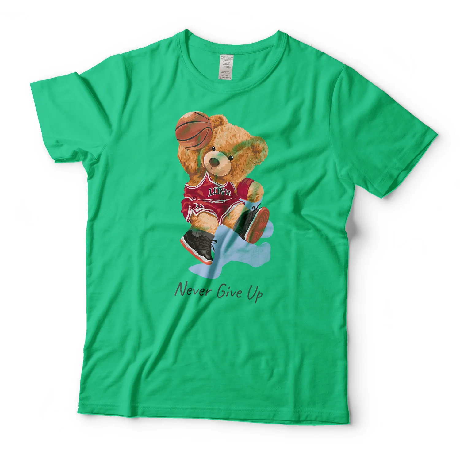 fisk og skaldyr Banquet Refinement BLINGPAW Graphic T Shirts Basketball Teddy Bear Never Give Up Letter Print T -shirt Unisex Tees Summer Tee Shirts 19 Colors _ - AliExpress Mobile