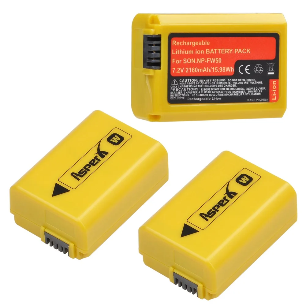 Желтый Аккумулятор для Sony NP-FW50 NP FW50 A6000 A6500 A6300 A6400 A7 A7II A7RII A7SII A7R A7R2 A55 | Электроника