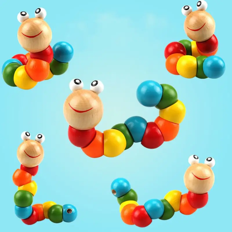Wooden Color Ever-changing Spin Crocodile Spin Insect Animal Bee Spin Building Blocks Children's Puzzle Cube Toy