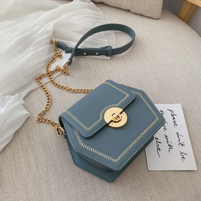 

JIULIN 2019 new spike sewing hexagonal small square bag chain fashion shoulder slung small crowd