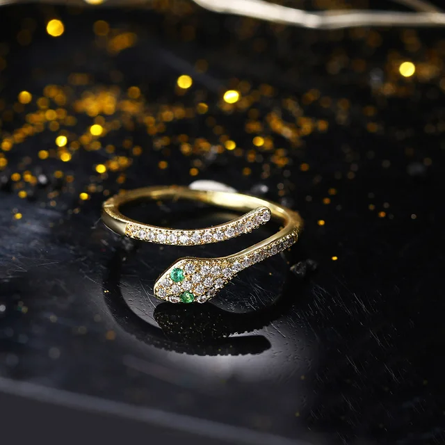 Gold Diamond Snake Ring