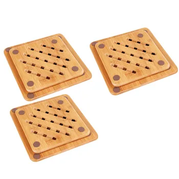 

Bamboo Trivet Mat Bamboo Hot Pot Holder Pads Non Slip Dish Holder Table Decorative Hot Plate Trivet