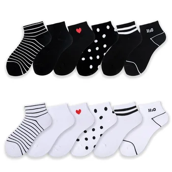

5 pairs/bag 10 pieces=5 pairs Women Sock Korea Japanese Cotton Casual Short Socks Female Womens Invisible Soft Heart women Socks