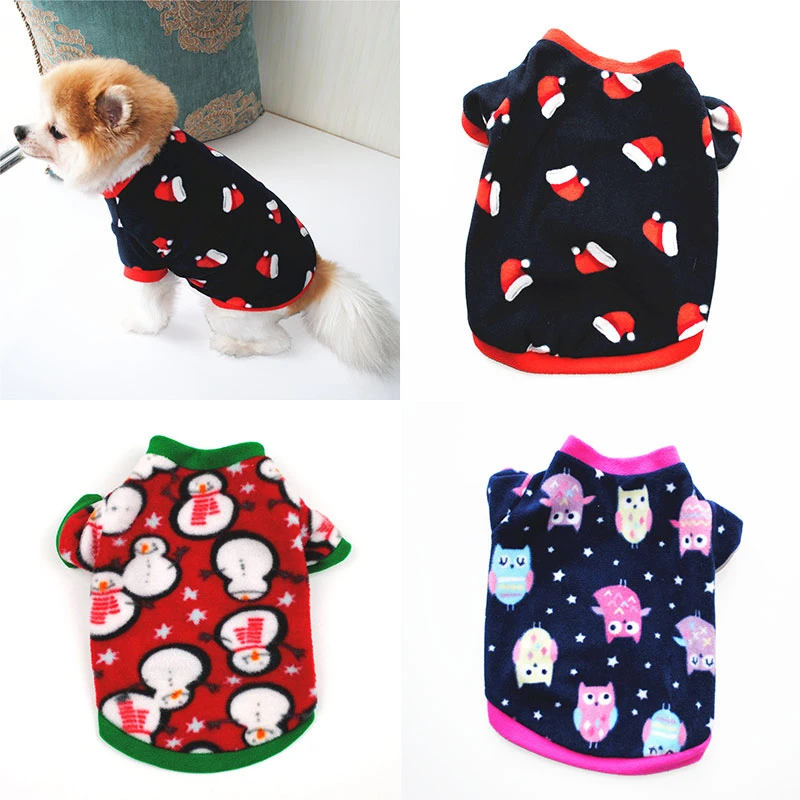 

Christmas Halloween Fleece Comfortable Puppy Costume Fashion Warm Durable Multiple Sizes T-shirt For Small Dog Pets
