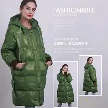 Down Jacket Female New Long Hooded Casual Loose Winter Warm Women's Down jacket green