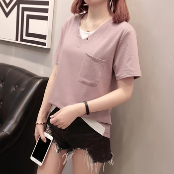 

Plus Size Patchwork Tops Tee Shirts 2020 Summer Clothing Women Fashion Loose T-shirts Oversized Short Sleeve Korean Basic Tshirt