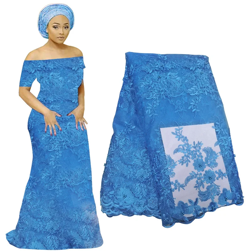 Latest French Beaded 3D Lace Fabric African Lilac Tulle Voile For Wedding Party Floral Embroidery Nigerian | Аксессуары для одежды