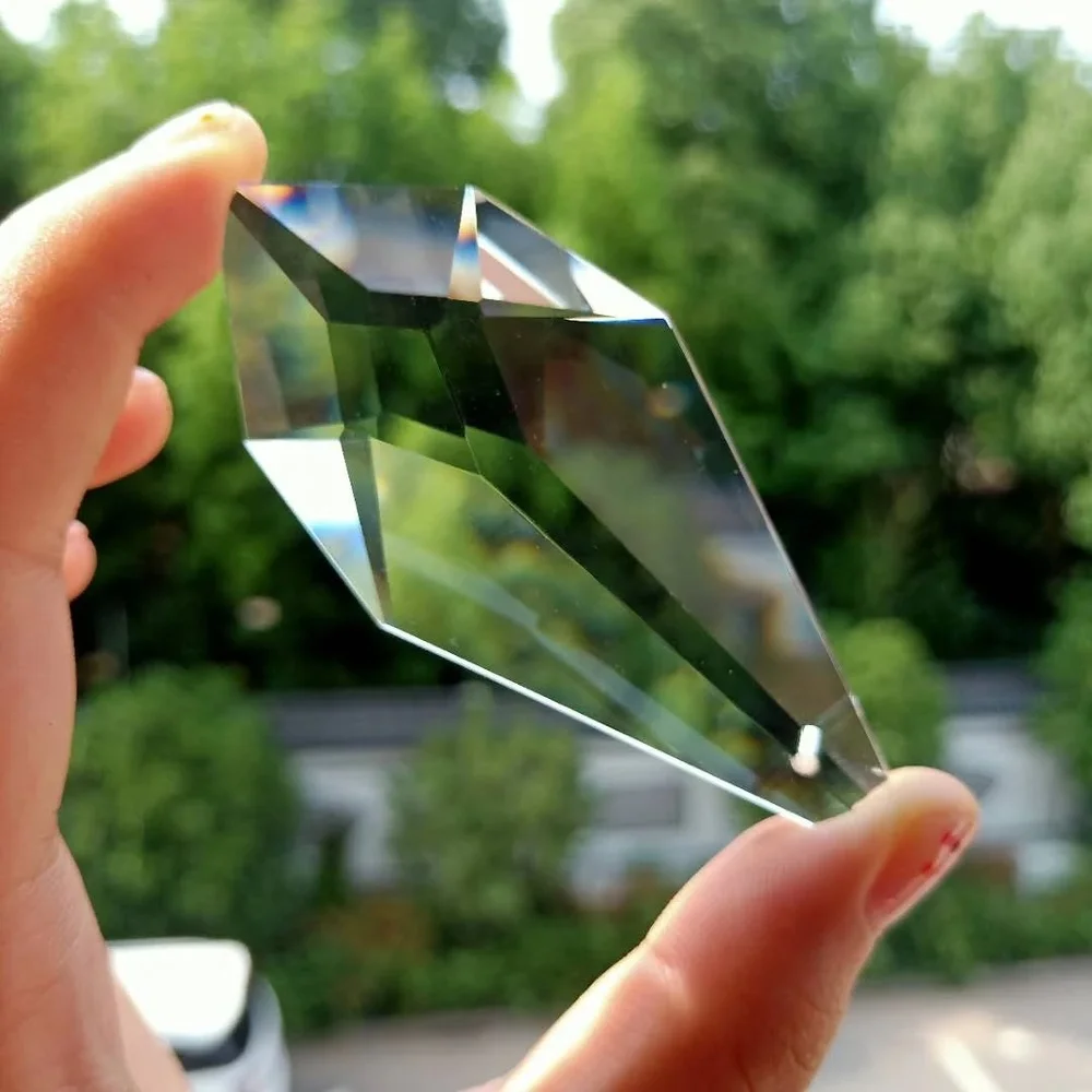 Crystal Sun Catcher K9 Crystal Prism Clear Faceted Glass Arrow Chandelier Crystal Hanging Ornaments DIY Suncatcher Pendants Rainbow Maker