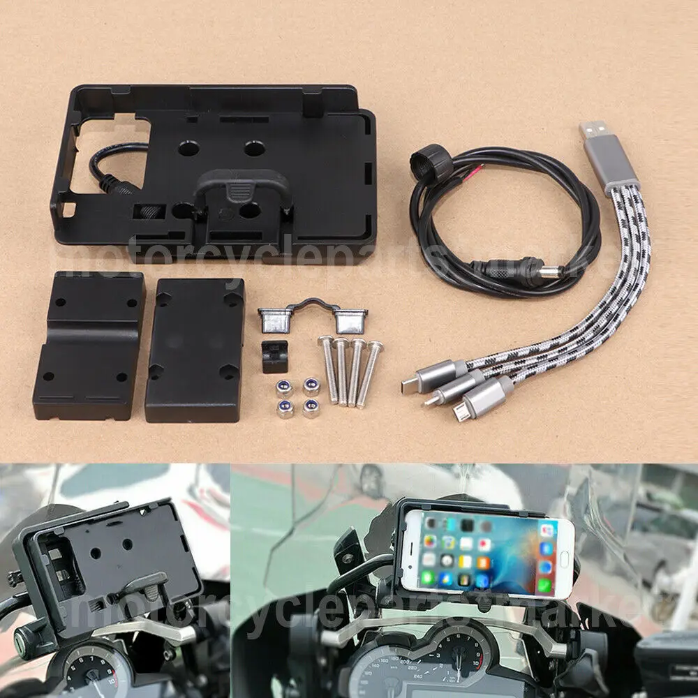 

Mobile Phone USB Navigation Bracket Motorcycle USB Charging Mount For BMW F700/800GS R1200GS ADV CRF1000L Africa Twin