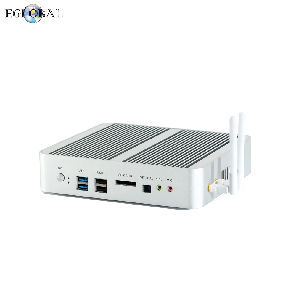  New fanless desktops intel i5 7260U 2DDR4 SD computer cases with DP 4K HD Dual LAN gaming desktop p