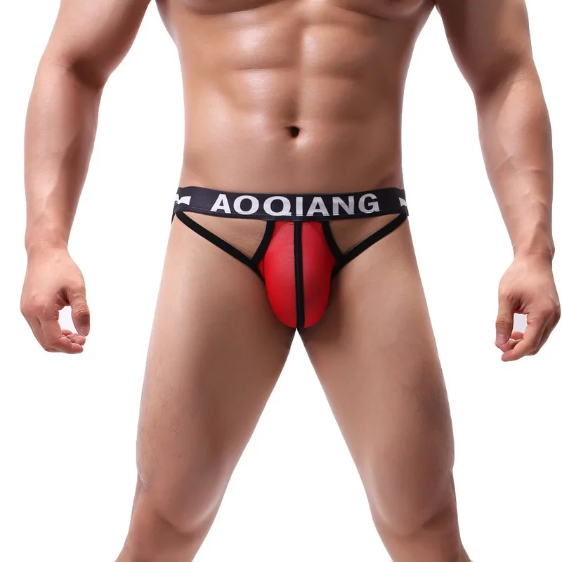 Underwear Men Ice Silk Seamless Briefs Belt Fashion Mesh Sexy Double Thong Panties Men's Panties Cheap and Free Shipping