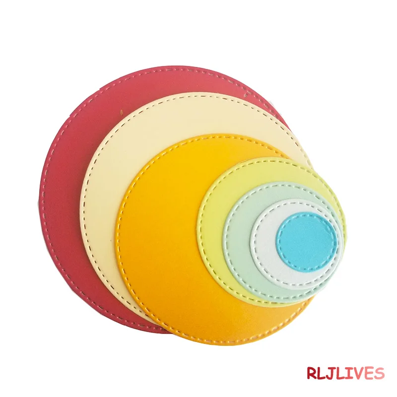 Ronde stansset, 4 stuks, papieren stans, motiefpons, rond, papier, uitstander, stansset, voor cadeauhangers, knutselen, scrapbooking, foto's, wenskaarten