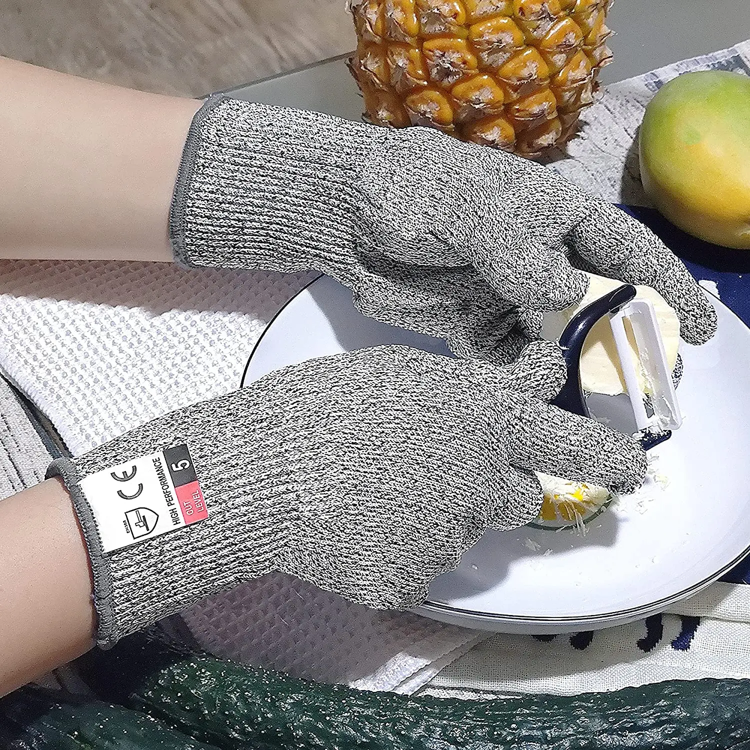 Anti Cut Gloves Protective Gloves Safety Gloves 2pcs Cut Resistant Gloves Food Grade for Oyster Shucking Fish Slicing Meat Wood Carving