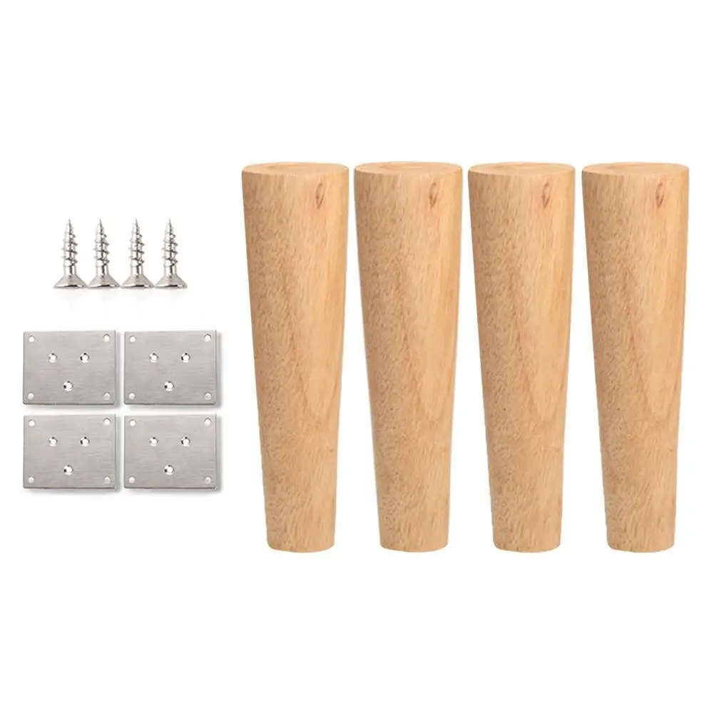 

4pcs/lot Solid Wooden Sofa Legs Feet Tilted Coffee Table Furniture Level Feet W/ Metal Plates Cabinet Legs Multi-size