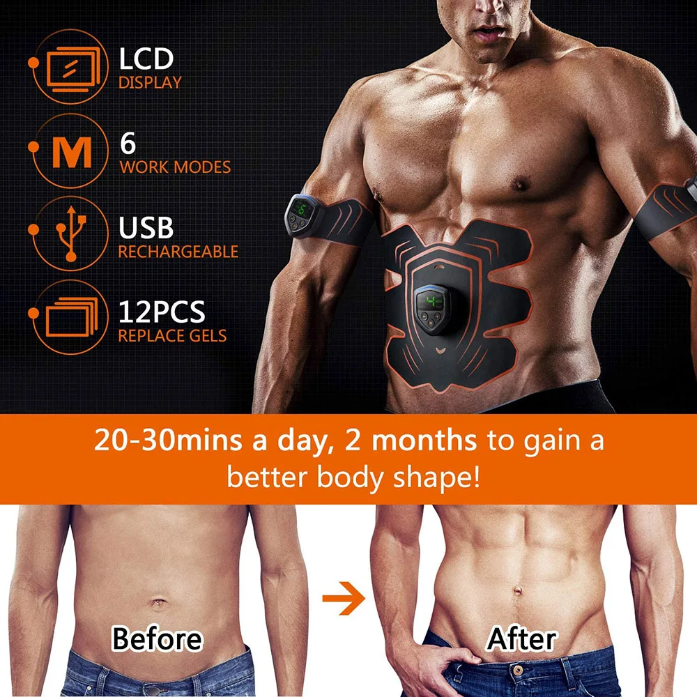 Тренажер для мышц Eletroestimulador Abs EMS стимулятор с ЖК дисплеем тренажер Ab