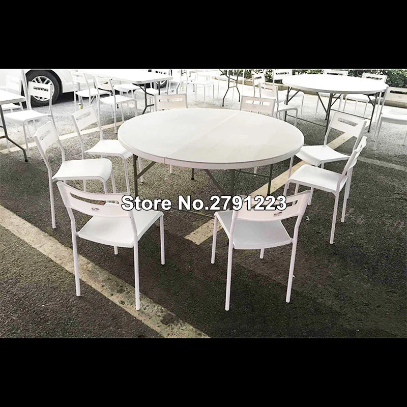 6Ft Rolling Folding Table With Wheels - Portable Plastic Table For Camping & Parties