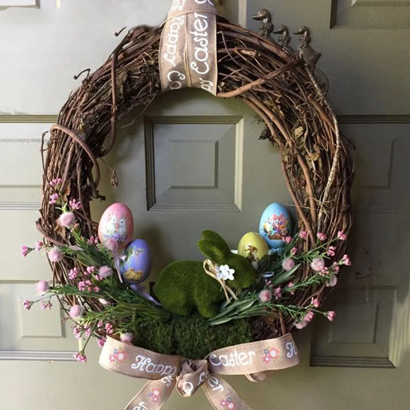 1Pcs Ramadan Decoration 30Cm Easter Decoration Wedding Wreaths Decoration Garland Material Rattan Wreath Diy Wreath Party