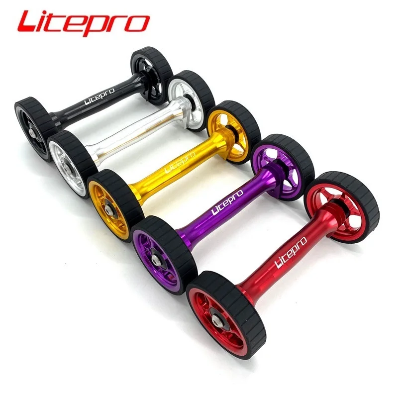 Bicycle Auxiliary Wheels Litepro For Brompton Bearing Easywheel Extension Bar Widening And Thickening Easy Wheel Rear Racks Telescopic Rod