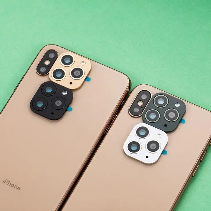 2 шт./лот Защита объектива для iPhone X XS XSmax, замаскированная под iPhone 11 Pro Series, металлическая стеклянная пленка, наклейка