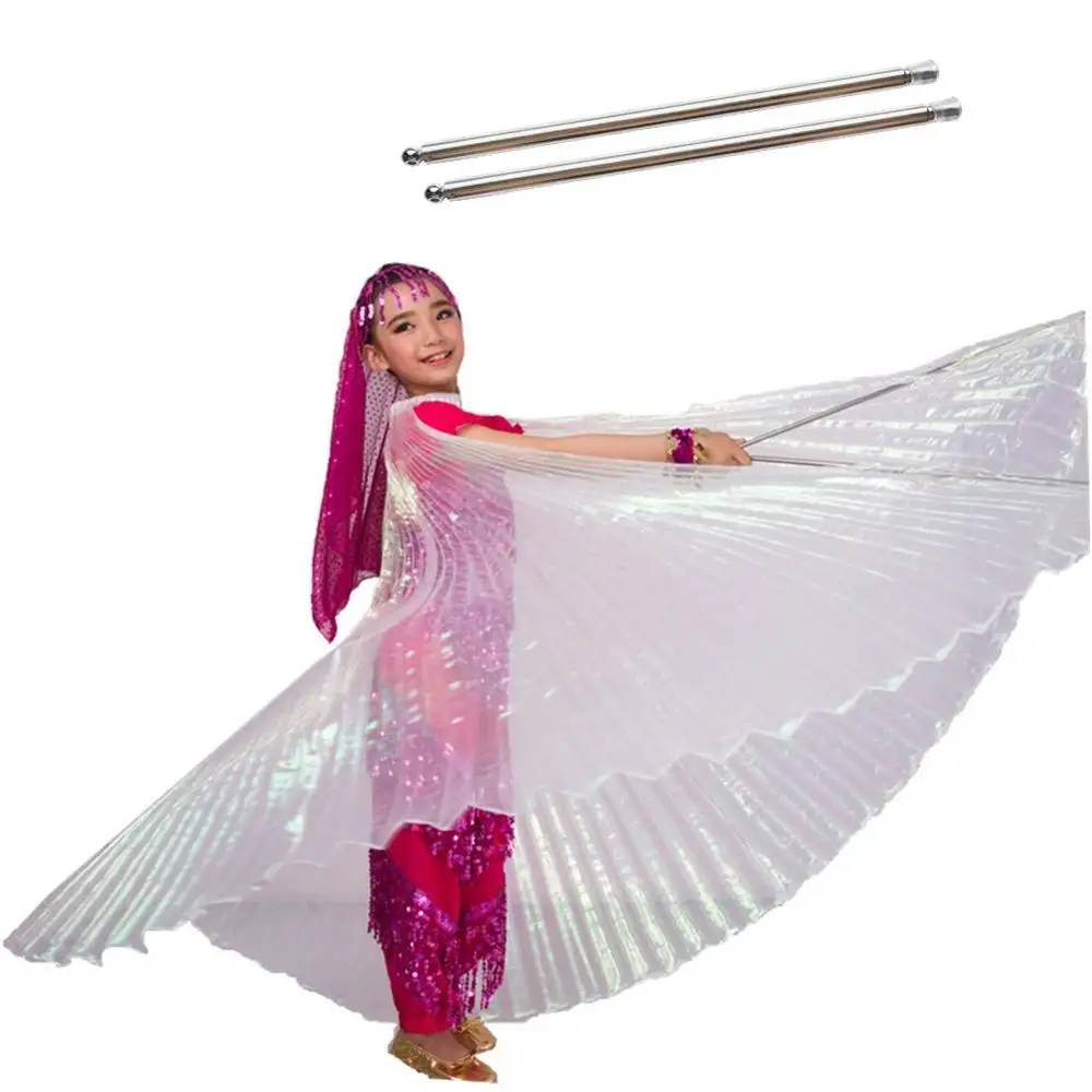 Детский костюм для танца живота, крылья Isis, регулируемые стальные палочки, аксессуары для танца живота, Детский костюм, крылья, индийская одежда - Цвет: White