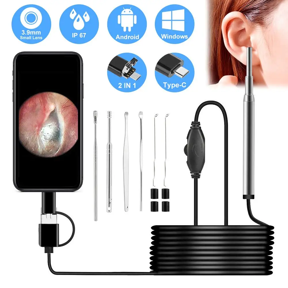 Najtaniej 3.9mm Otoscopio Digital Medico 3 w 1 Usb Ent czyszczenie endoskop Mini kamera 720P ucha zakres dla typu c telefon android pc Windows