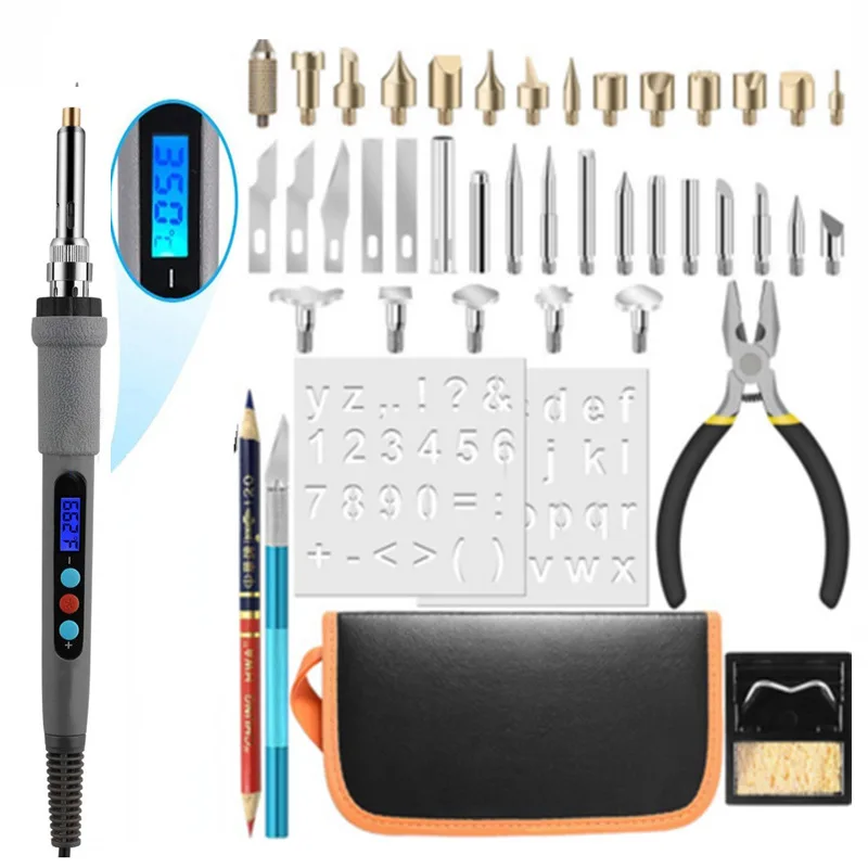 

Thermostat Digital Display Electric Soldering Iron Suit Carving Pyrography Set Wood Heat Transfer Patch Constant Temperature Int