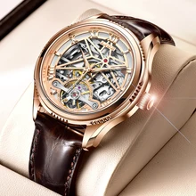 

LIGE Men Mechanical Wristwatches Brand Luxury Genuine Leather Automatic Watch Tourbillon Watches SelfWind Waterproof WristWatch
