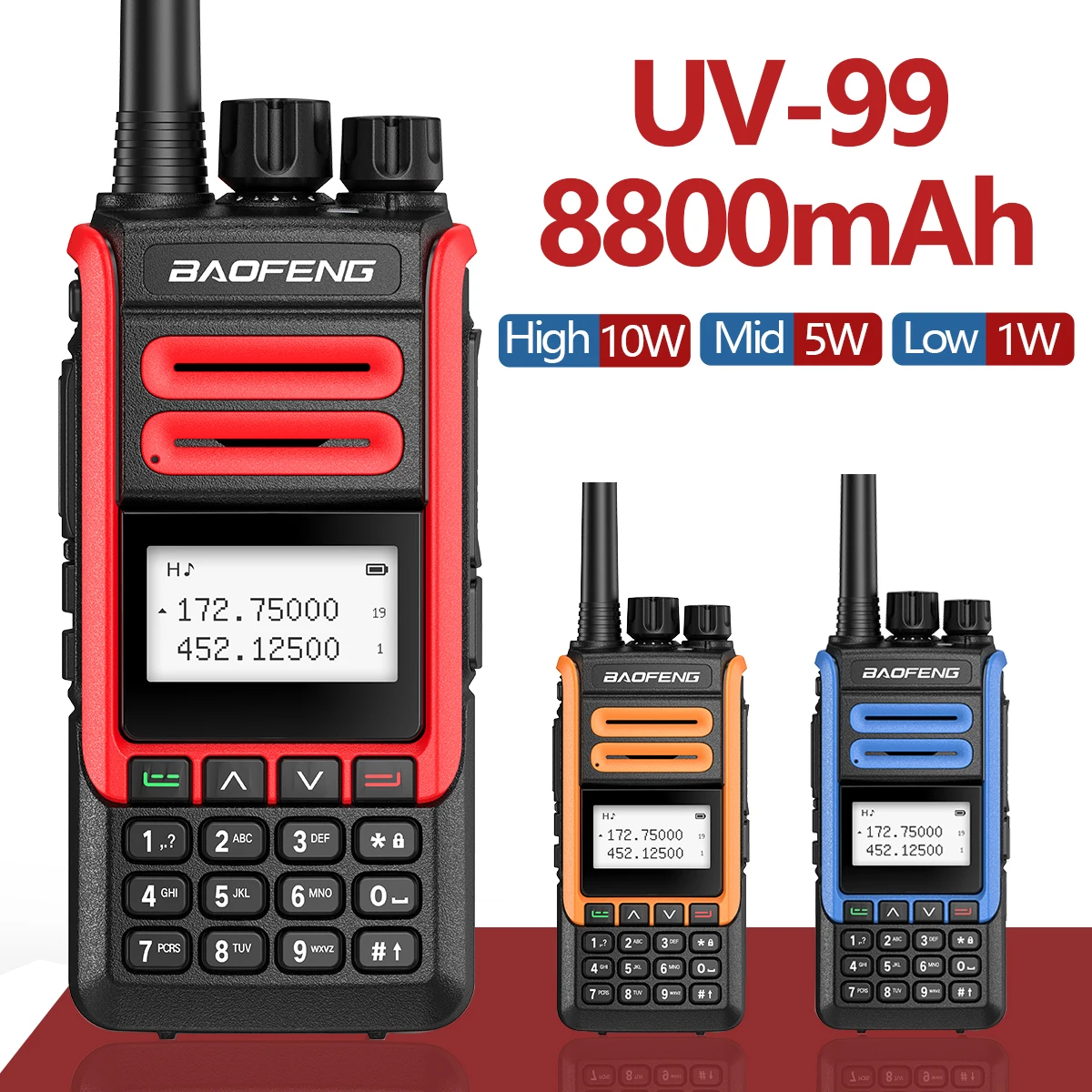 Портативная рация Baofeng 10 Вт 2 шт. UV-99 реальный высокомощный двухсторонний