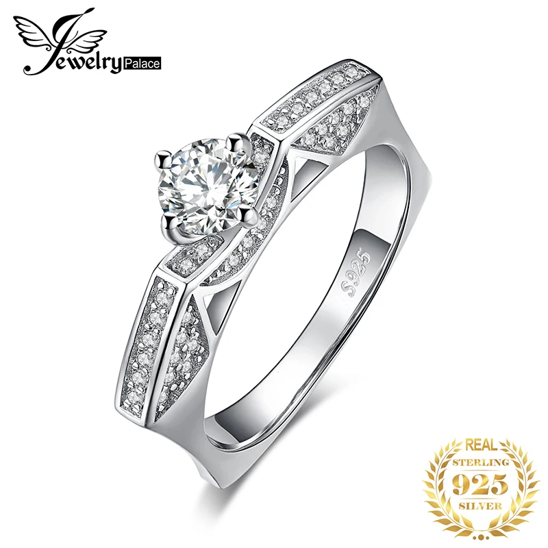 JewelryPalace 1ct круглой огранки кубического циркония Solitaire собор кольцо 925 пробы