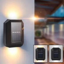 

New 6 LED Solar Wall Lamp Light Outdoor Decorative Garden Courtyard Shine Decoration Up And Down Luminous Wall Light