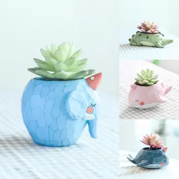 

Cute Whale Design Planters Natural Resin Flower Pots Garden Pots Succulent Plants Flower Planter Pot Desktop Ornament