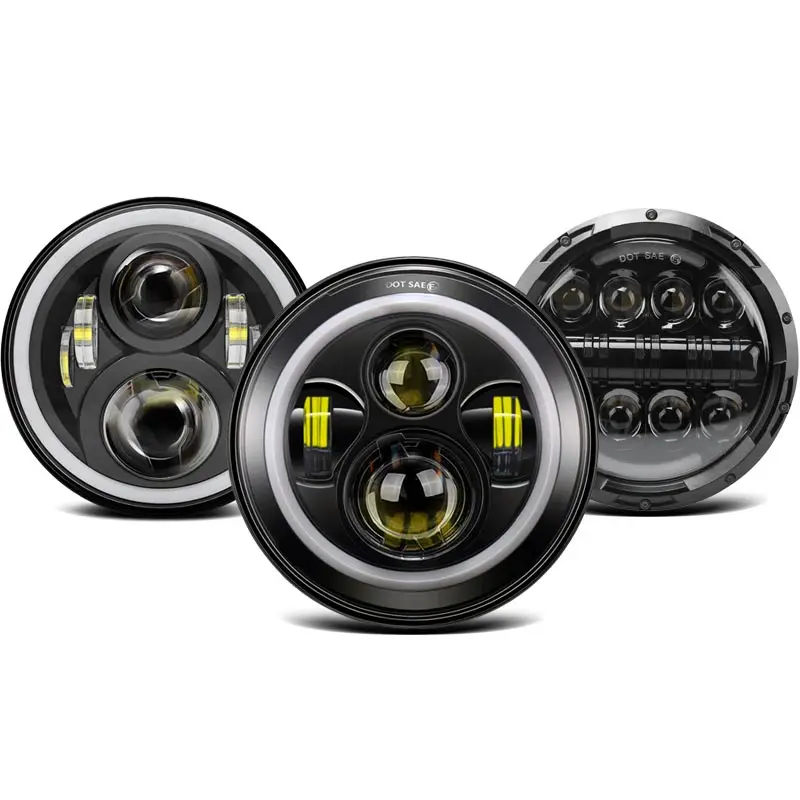 2шт 7 ''светодиодный DRL фара 4x4 дюймов круглые halo Фары для Jeep JK VAZ 2121 Lada Niva 7&quot