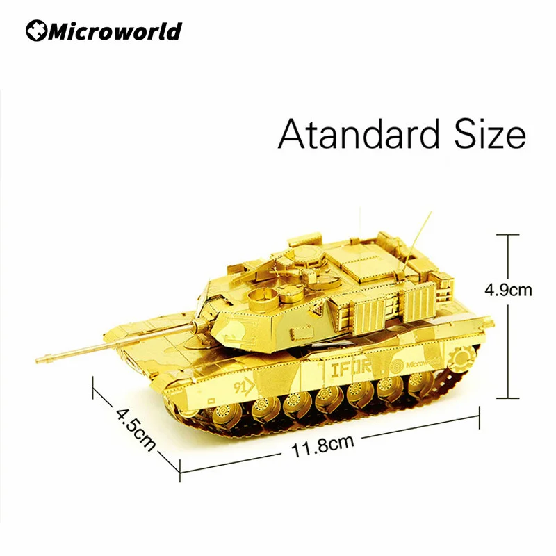 Microworld 3D Metal Puzzle Toys Classic Abrams Tank Model Jigsaw Gift Educational Toy DIY Desktop Christmas Gifts For Adult Teen 5