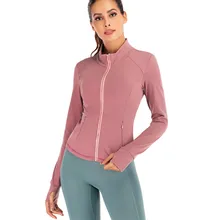 Осенняя спортивная куртка на молнии с длинными рукавами для спортзала, Женская куртка для фитнеса, пальто для йоги, Женская куртка на молнии с карманами для бега