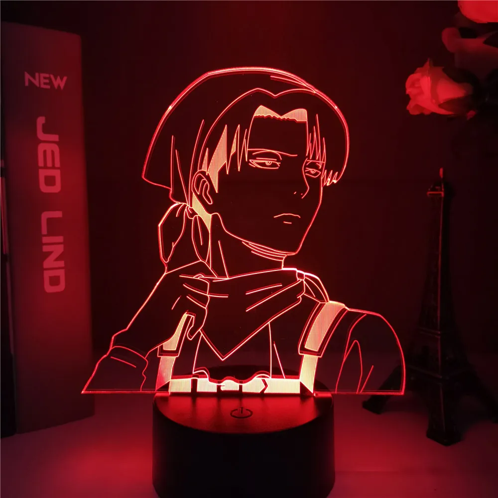 Levi Ackerman Acrylic 3d Lamp Attack on Titan for Home Room Decor Light Child Gift Levi Ackerman LED Night Light Anime night lamp for bedroom wall