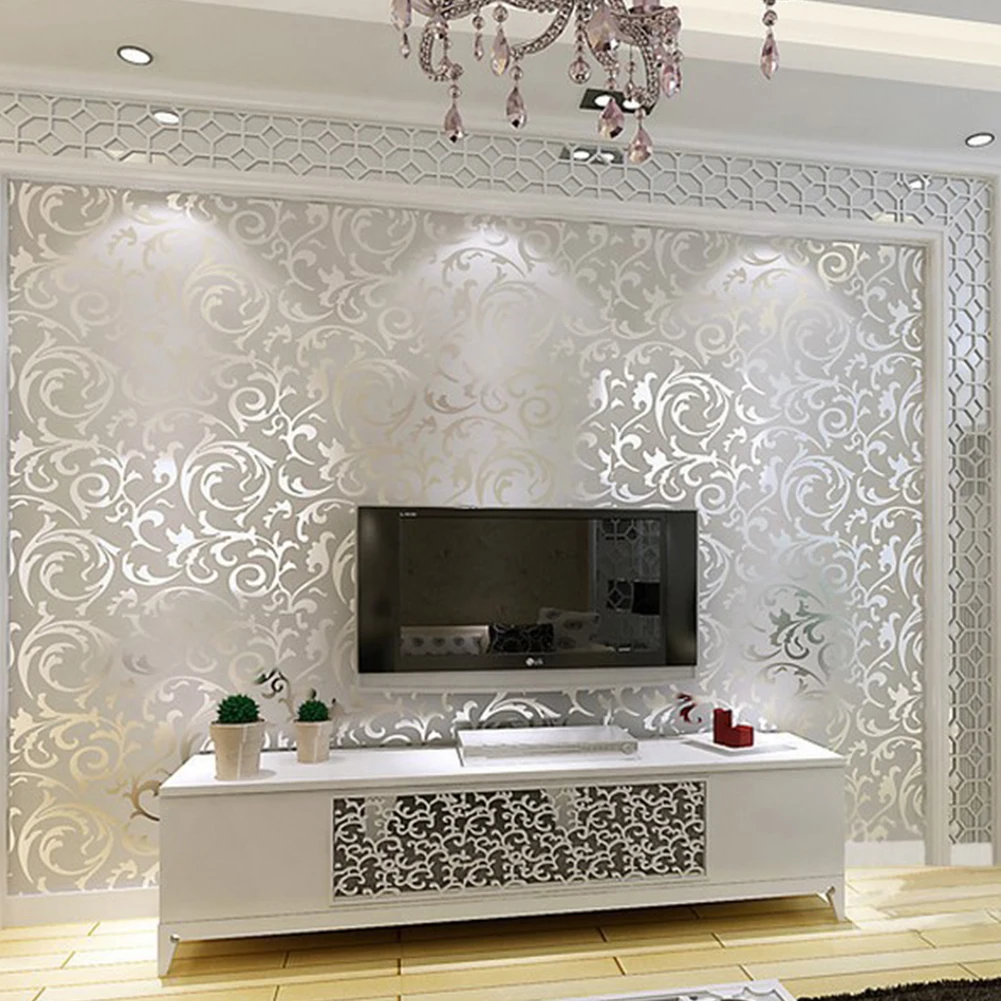 3D рельефный рулон покрытия спальни дома нетканые цветочный узор обои ТВ задний план Современные украшения DIY гостиная Дамаск