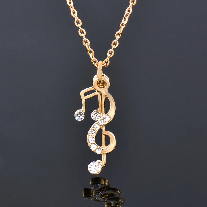 Music Notes and Violin Clef Pendant with Cubic Zirocnia