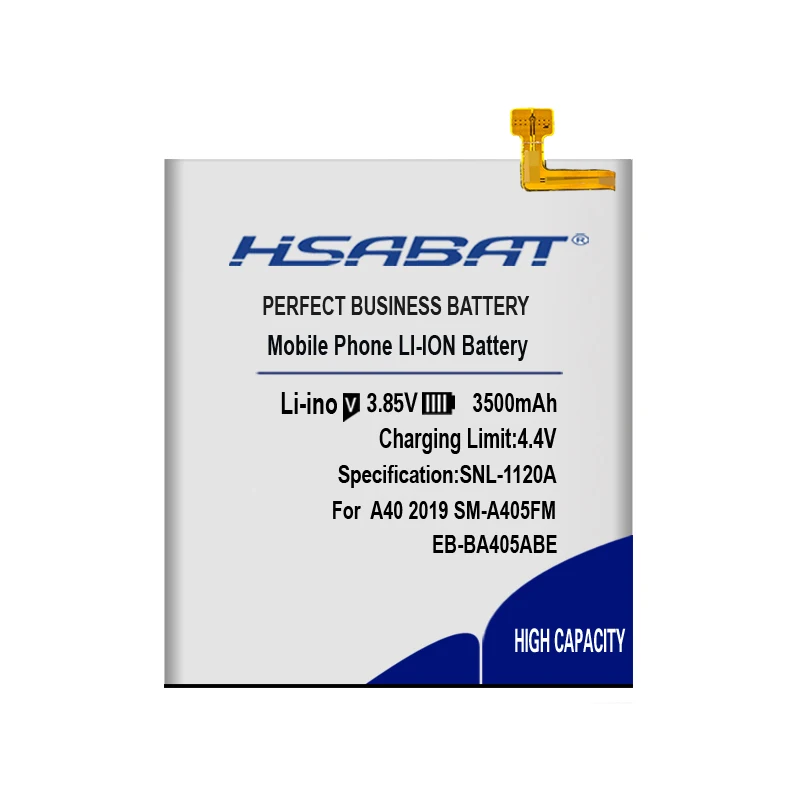 HSABAT EB-BA405ABE батарея 3500mAh для SAMSUNG Galaxy A40 SM-A405FM/DS SM-A405FN/DS GH82-19582A батареи