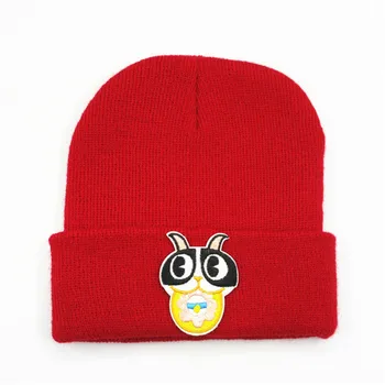 

Cartoon embroidery Thicken knitted hat winter warm hat Skullies cap beanie hat for kid men and women 328