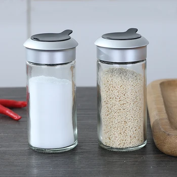 

Transparent Glass Kitchen Gadgets Spice Pepper Shaker Spice Jar Rotating Cover Seasoning Can Salt Sugar Bottle WY71413