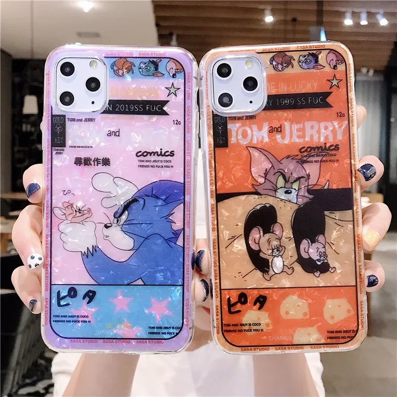 Cute Cartoon Tom Jerry Shell Phone Cover Case For iphone 11 Pro MAX 6 6s 7 8 Plus X XS XR MAX Cartoon cat mouse Back Coque