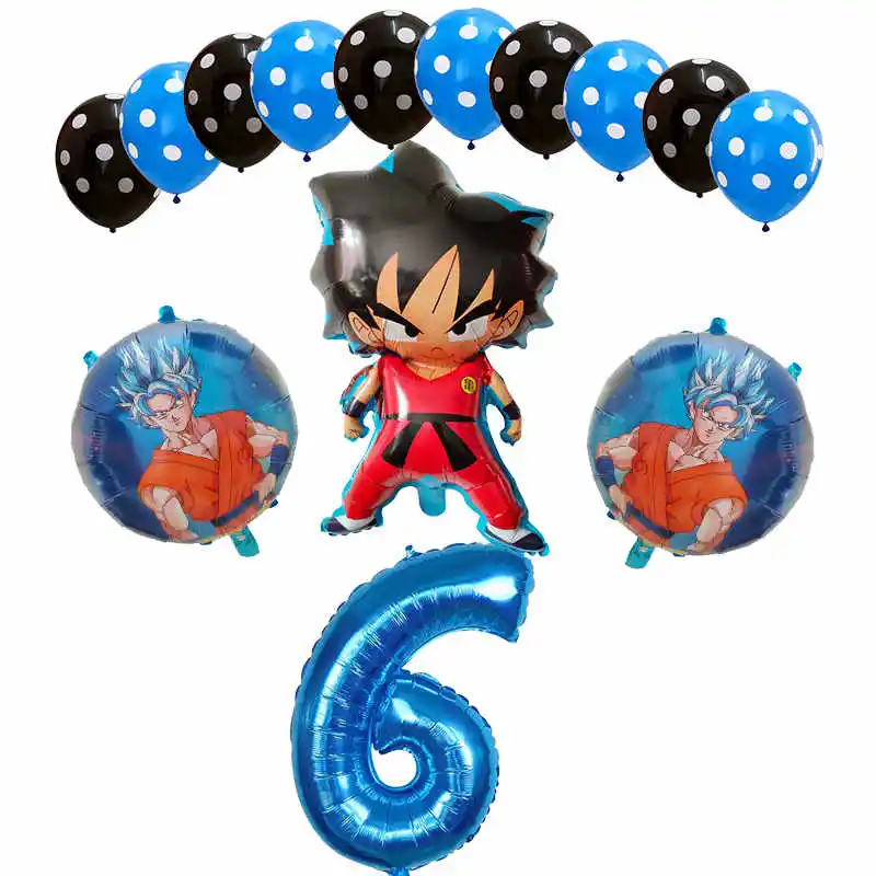 Светло-зеленый 14 шт./компл. с мультяшными принтами, 7 Dragon Ball шар вуконг» Фольга шар шара с цифрой День рождения украшения Гоку для мальчиков детские игрушки расходные материалы - Цвет: Светло-зеленый