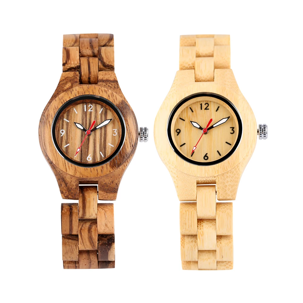Кварцевые деревянные часы для женщин деревянный ремешок часы изысканный маленький циферблат с арабскими цифрами деревянные наручные часы для девочек