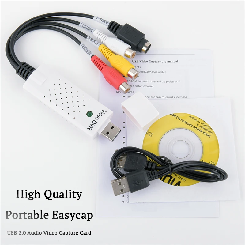 

USB 2.0 Audio Video Capture Card Adapter VHS to DVD Video Capture Converter for Win7/8/9/10 High Quality Portable Easycap