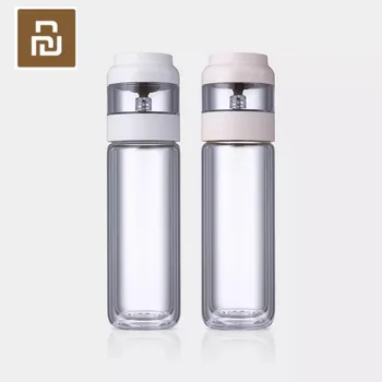 

Youpin All Double Layer Separation of Tea Cups White Drinking Water Family Tritan material for Office Water Bottle Pink